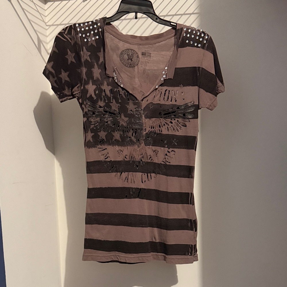 Affliction Brown and Black Graphic Tee